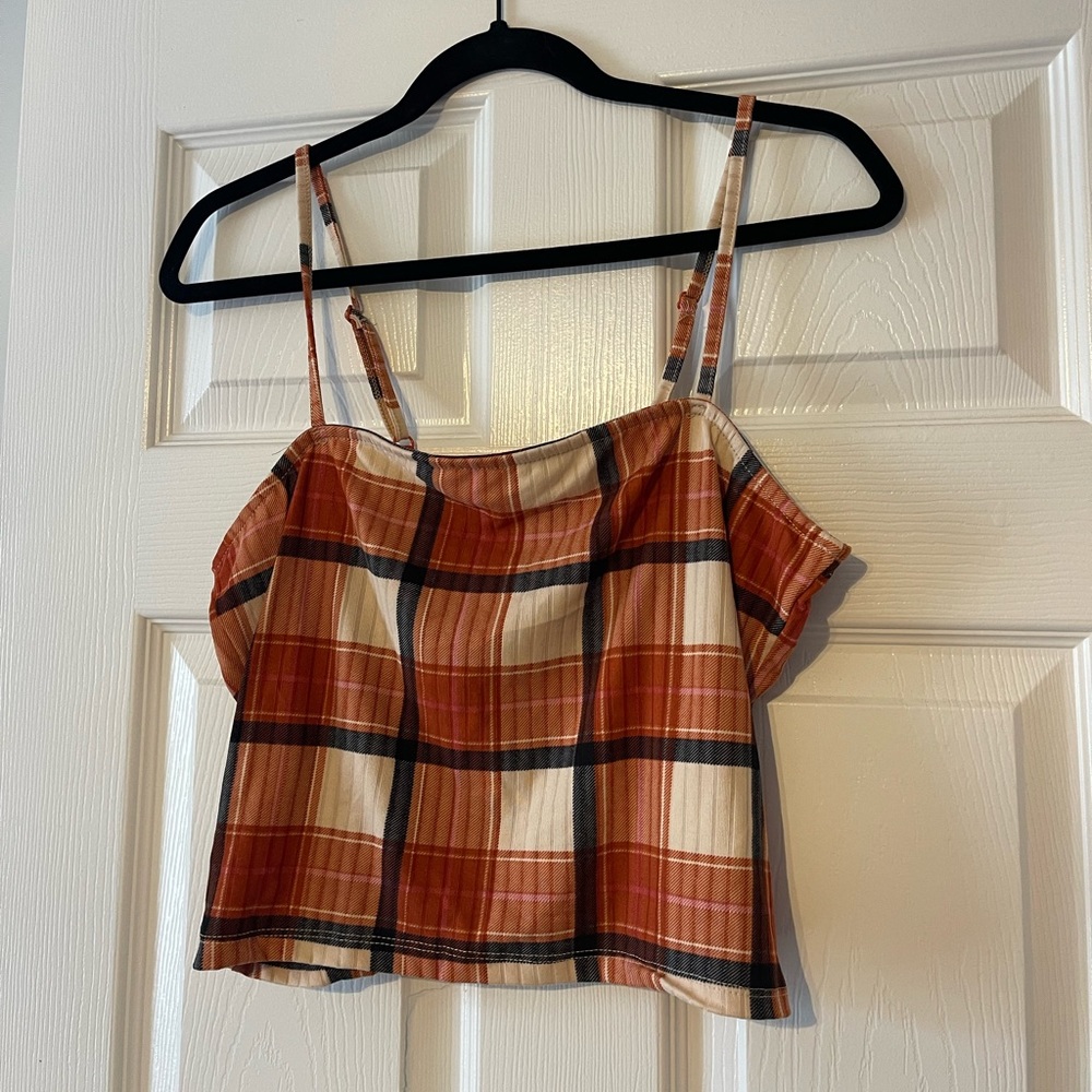 Plaid crop tank top